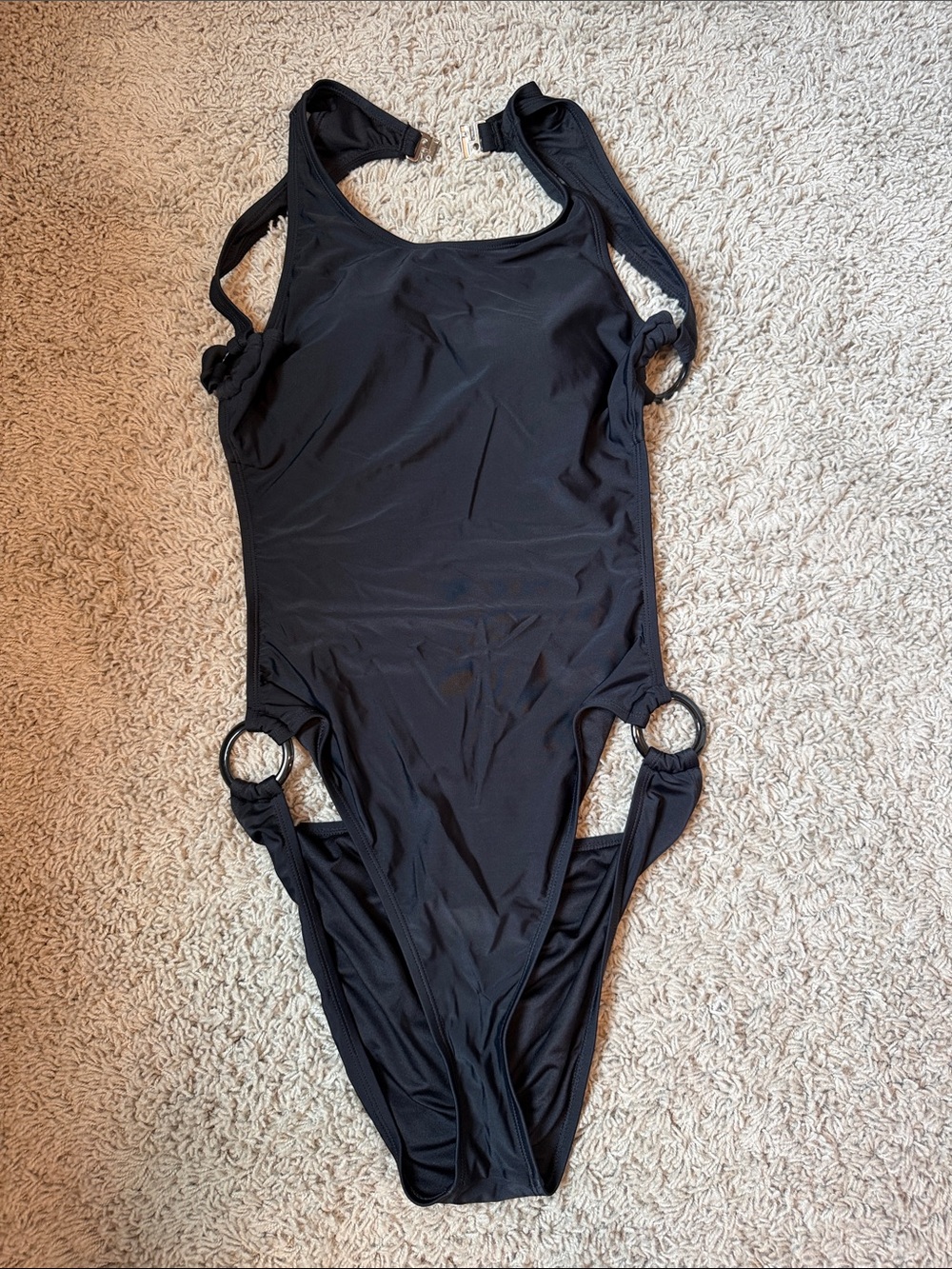 Cupshe Black One-Piece Swimsuit with Side Ring Details
